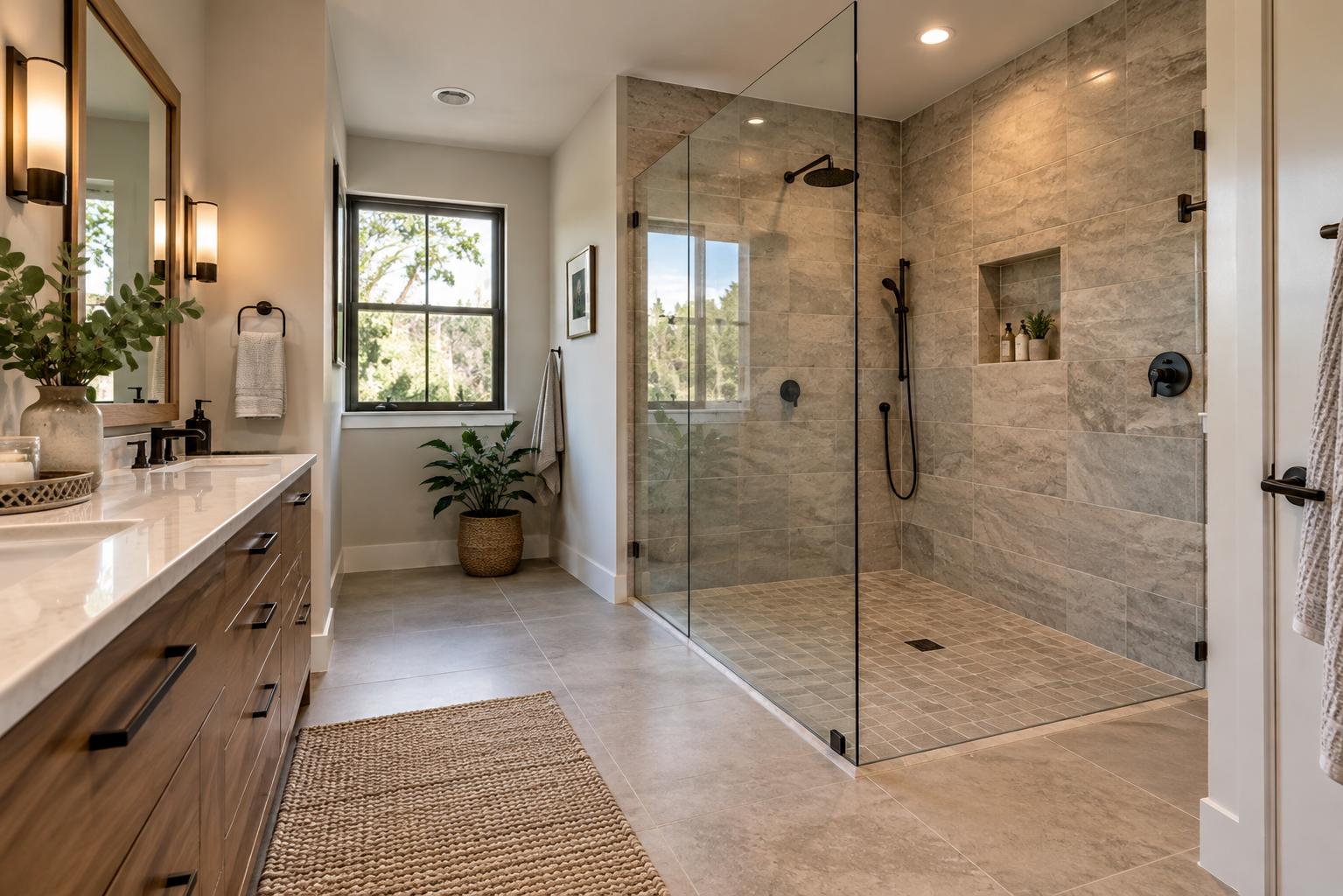 Warm Modern Spa Bathroom Warm Modern Spa Bathroom